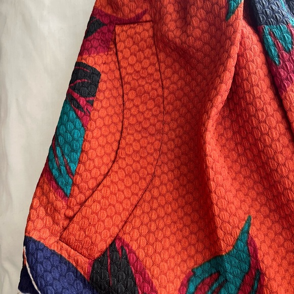 Anthropologie Orange Floral A-Line Skirt - Picture 4 of 5